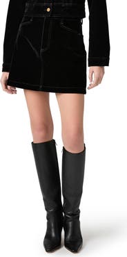 PAIGE Janelle Velvet Miniskirt