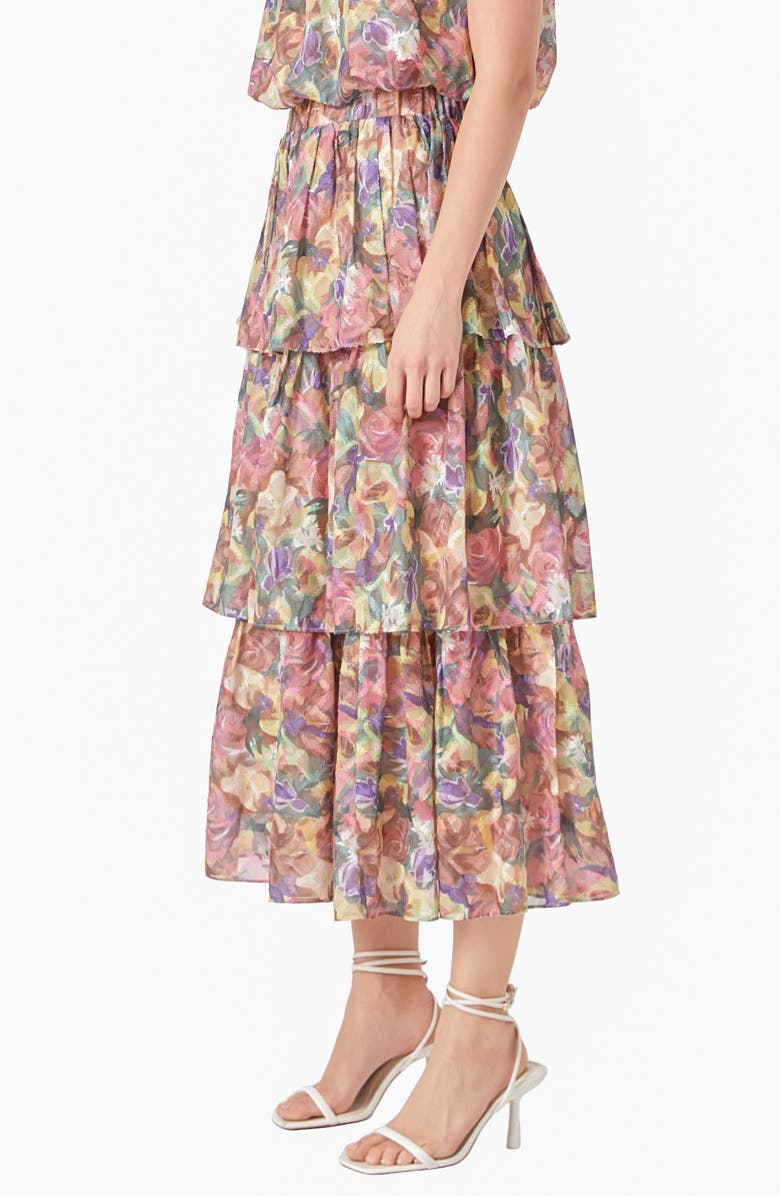 Endless Rose Floral Tiered Maxi Skirt, Alternate, color, 
