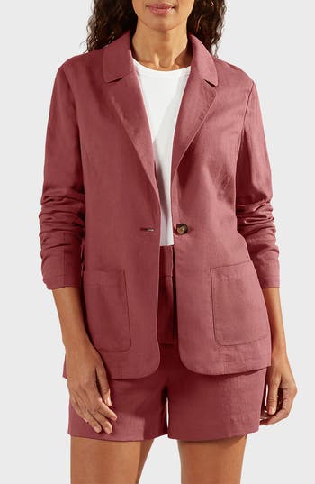 Matty M . Bronson Linen Blend Blazer In Pink