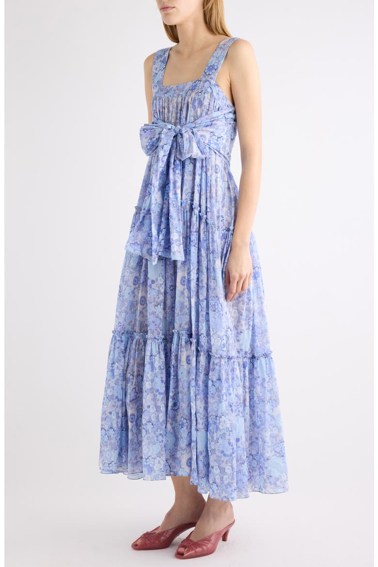 Floral Tiered Cotton Voile Maxi Dress, Alternate, color, MULTICOLOR BLUE 1