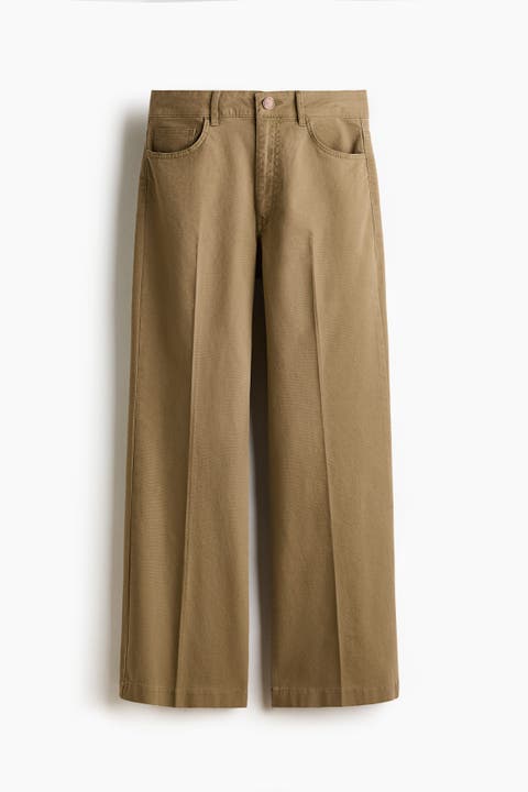 Bootcut Cotton Canvas Trousers