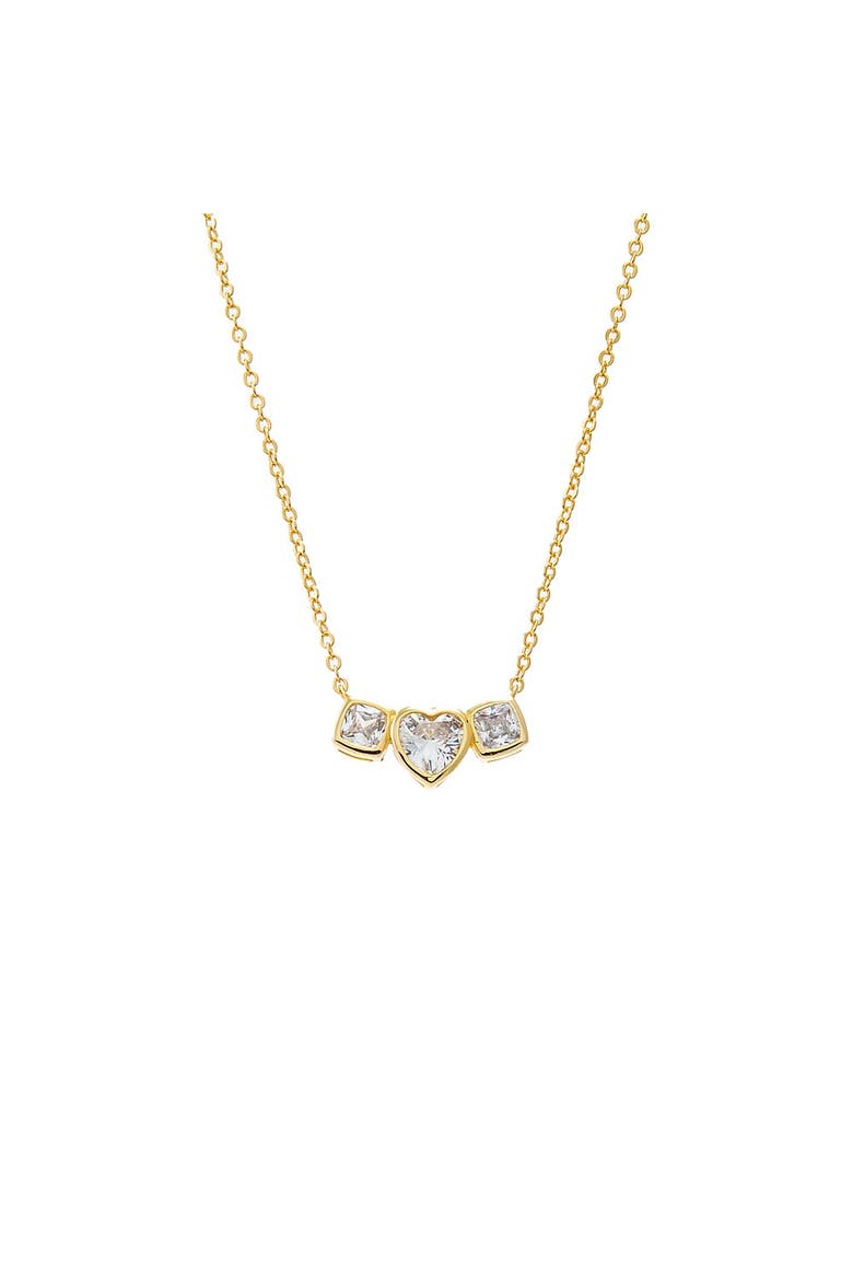CZ Triple Bezel Bar Pendant Necklace, Main, color, Gold