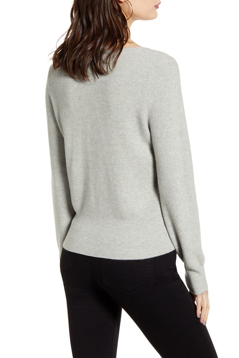 Shaped Neck Sweater, Alternate, color, GREY PEARL HEATHER