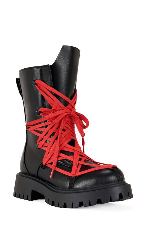 Azalea Wang Arjun Lug Sole Boot In Red