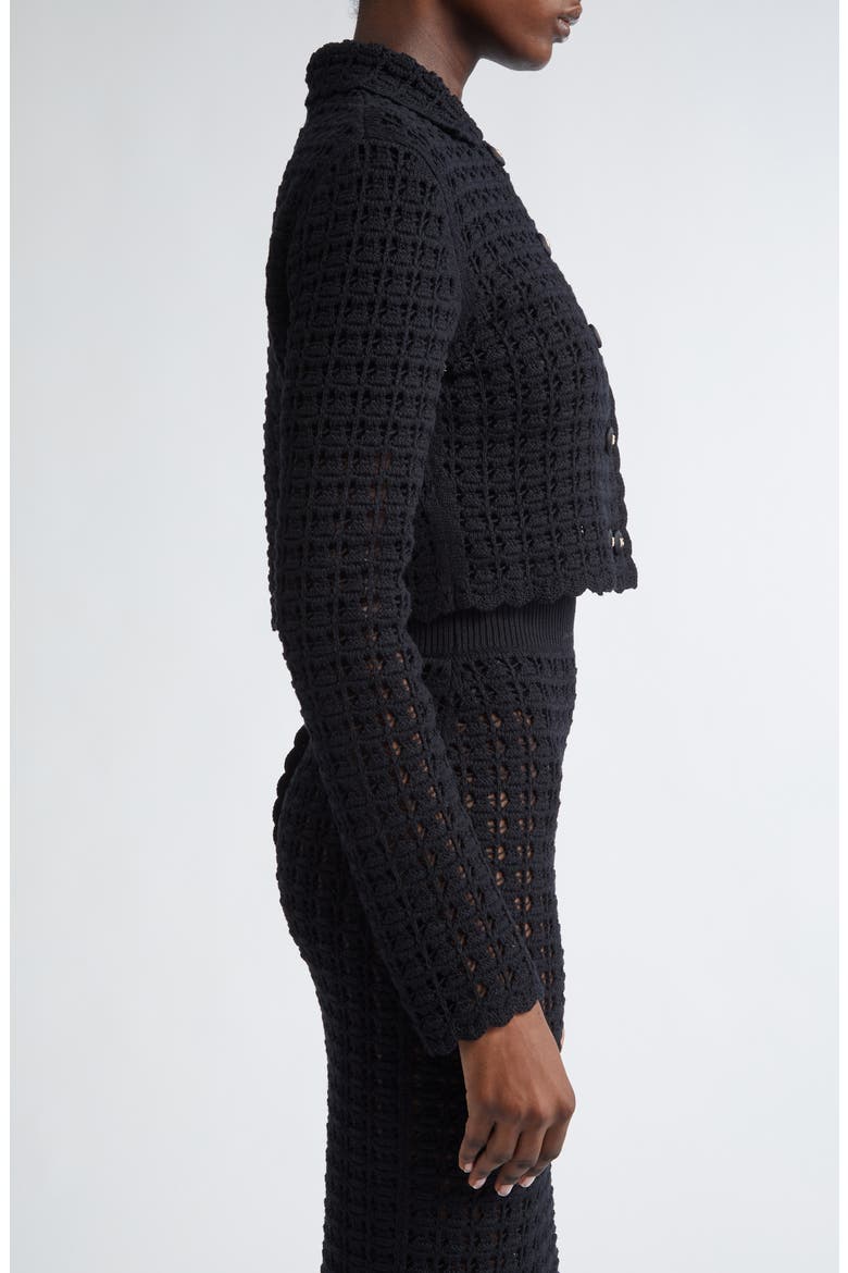 Virgin Wool Crochet Jacket, Alternate, color, N0000 NERO