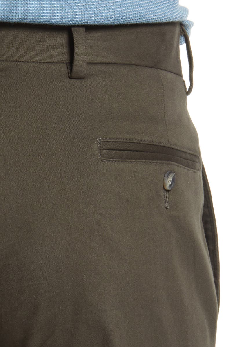 Berle Charleston Khakis Flat Front Stretch Sateen Pants, Alternate, color, Olive