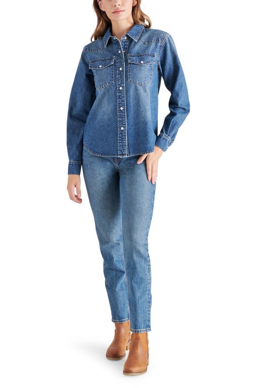 Steve Madden Western Denim Snap-up Shirt In Blue Denim
