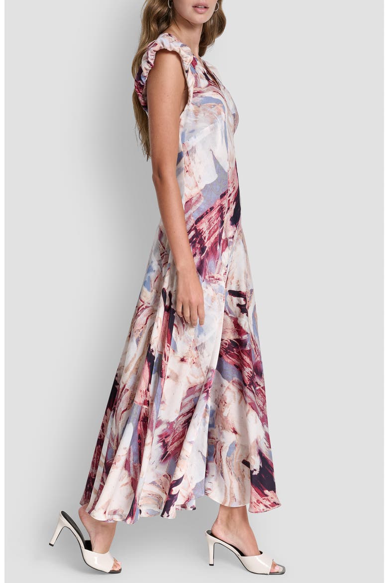 Puff Sleeve Satin Maxi Dress, Alternate, color, URBAN SANDSTORM