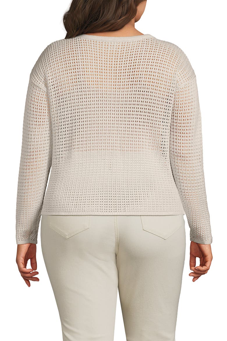 Cotton Viscose Mesh Jacquard Crew Neck Sweater, Alternate, color, Oatmeal Snow Heather