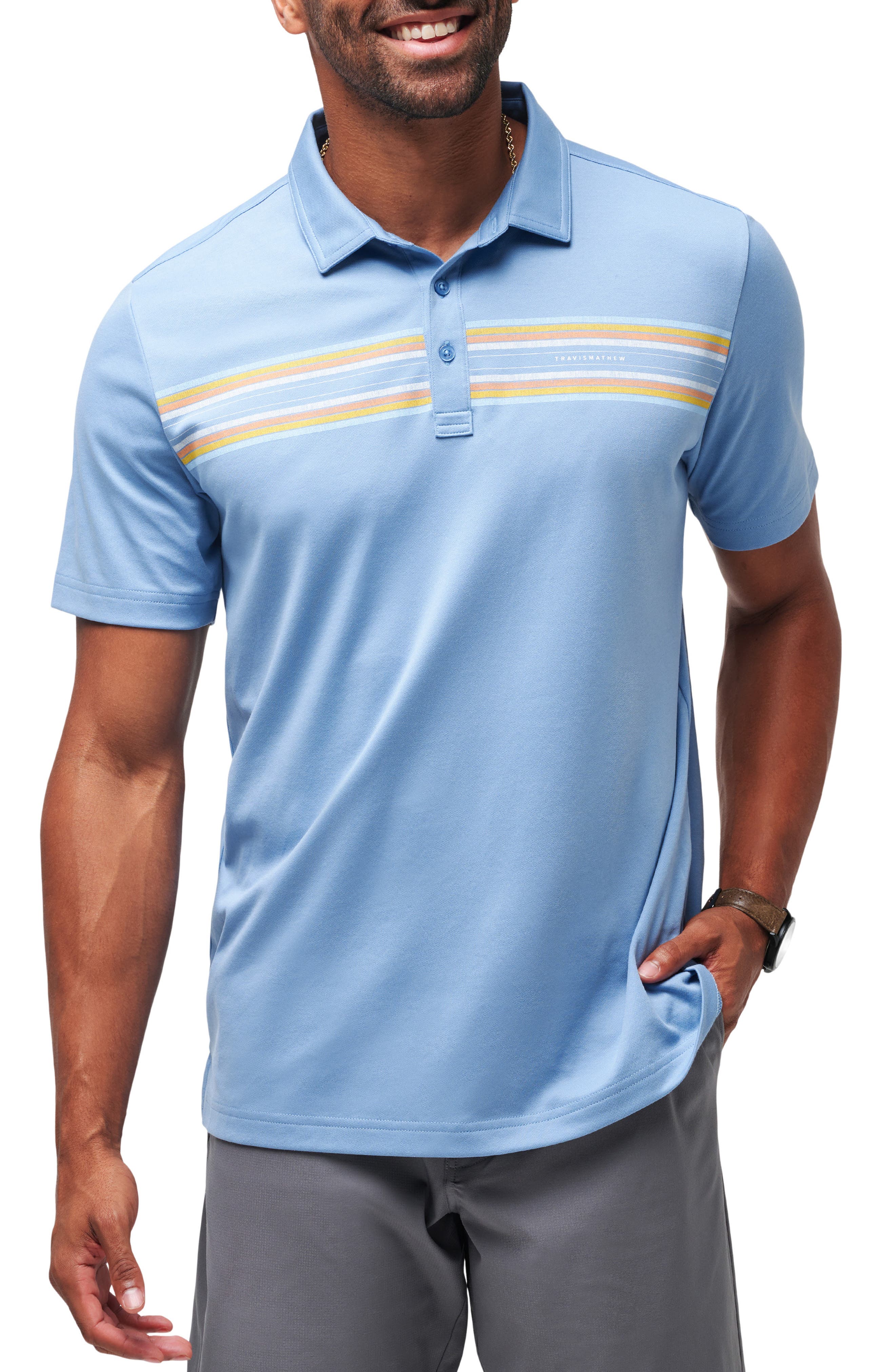 TravisMathew Coral Beds Cotton Blend Polo