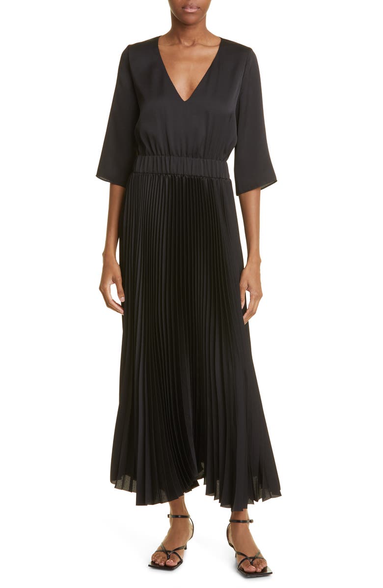 Fabiana Filippi Pleated Short Sleeve Dress, Main, color, 