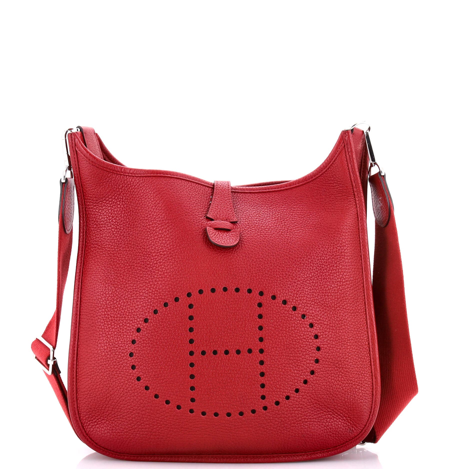 Pre-Owned Hermes Evelyne Bag Gen III Clemence PM, Main, color, Rouge Grenat
