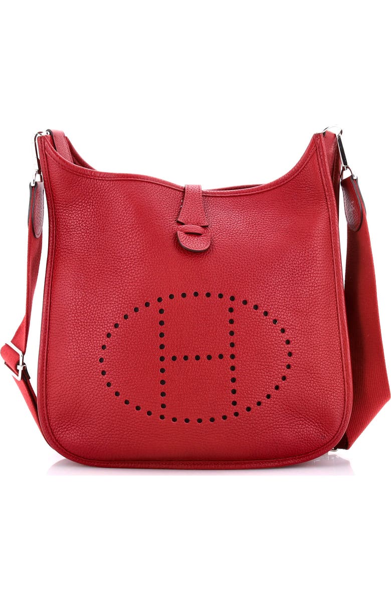 Pre-Owned Hermes Evelyne Bag Gen III Clemence PM, Main, color, Rouge Grenat