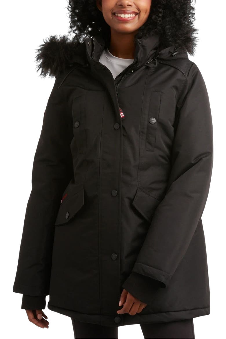 Women's Long Winter Jacket, Main, color, Black