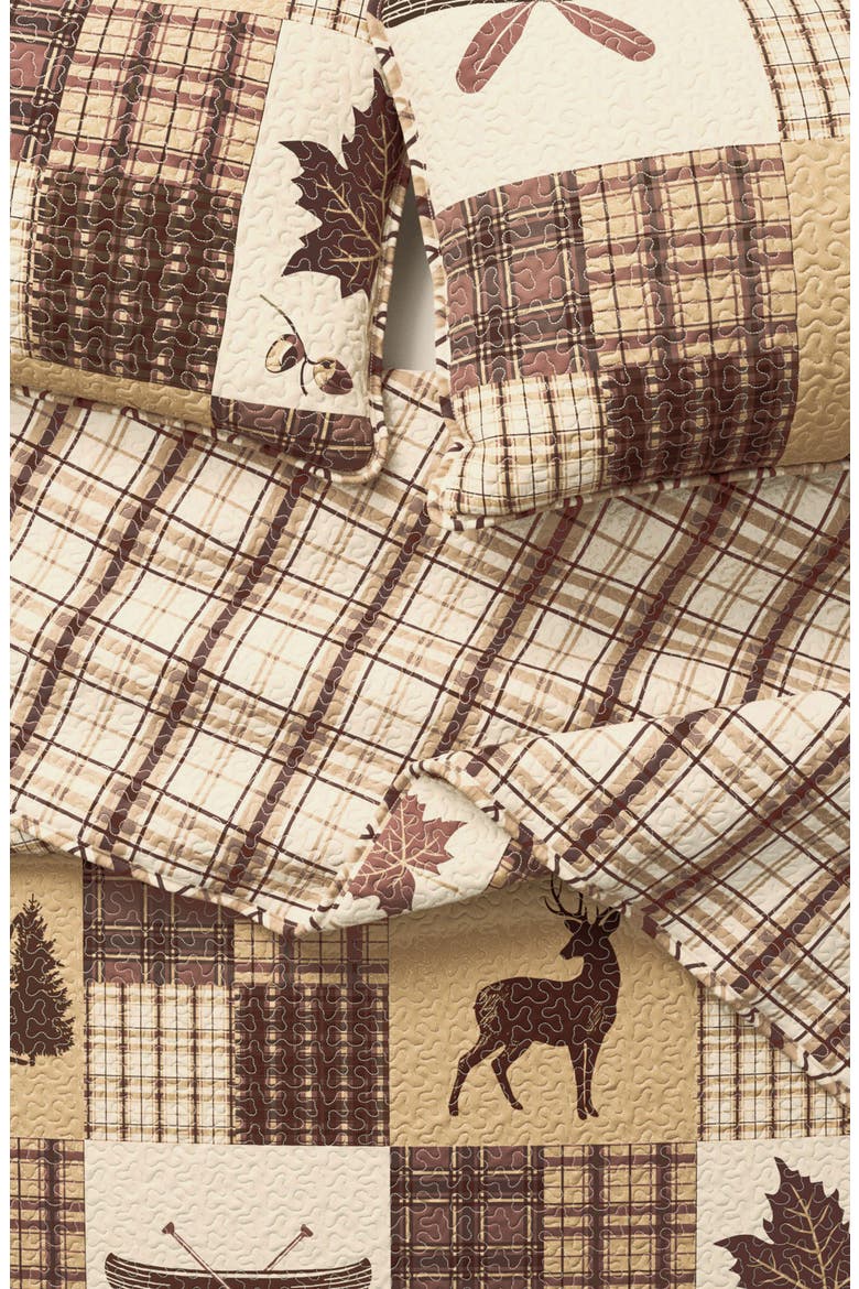 Patchwork Plaid Quilt Set, Alternate, color, DEER LEAF PATCHWORK