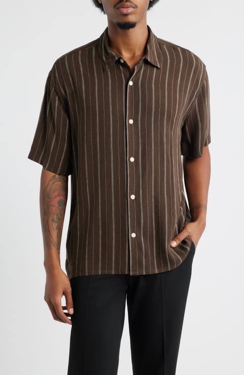 Stripe Short Sleeve Button-Up Shirt