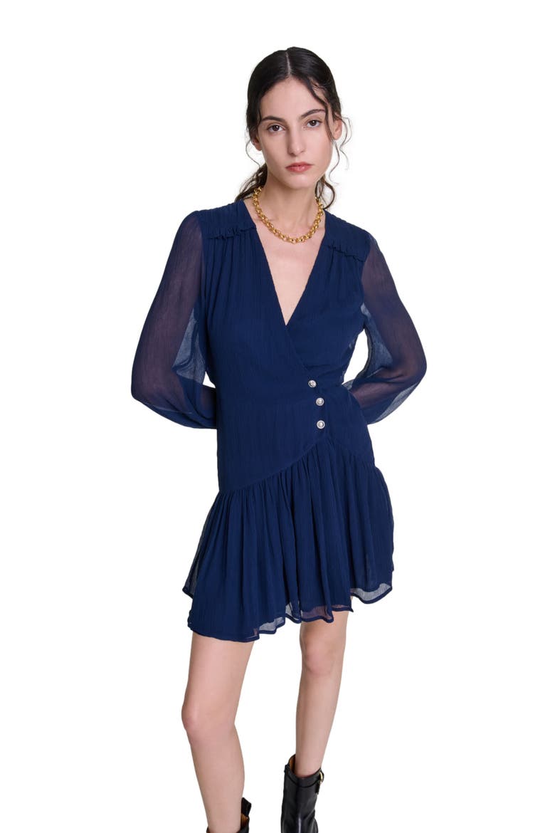 Short ruffled dress, Alternate, color, Navy