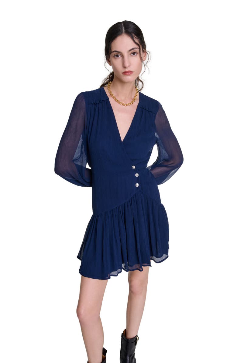 maje Short ruffled dress, Alternate, color, 