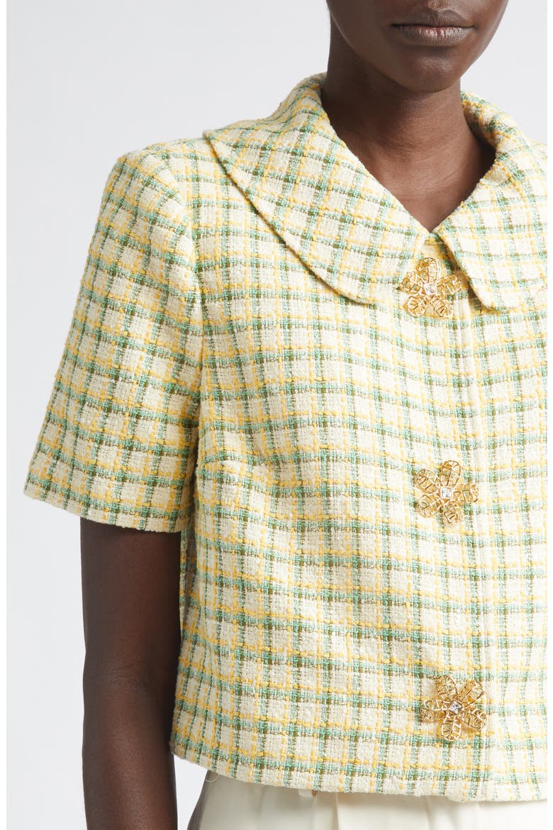 Short Sleeve Tweed Jacket, Alternate, color, BUTTER MULTI