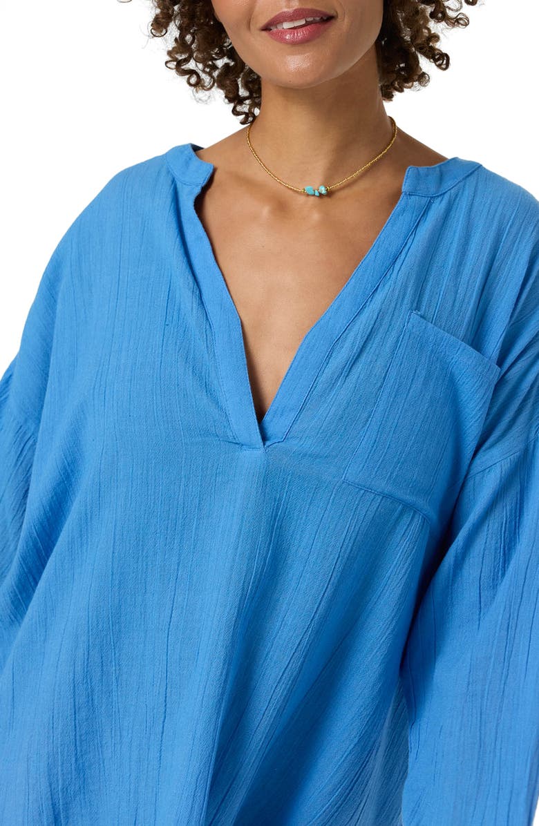 O'Neill Belizin Long Sleeve Semisheer Cotton Cover-Up Tunic, Alternate, color, Blue