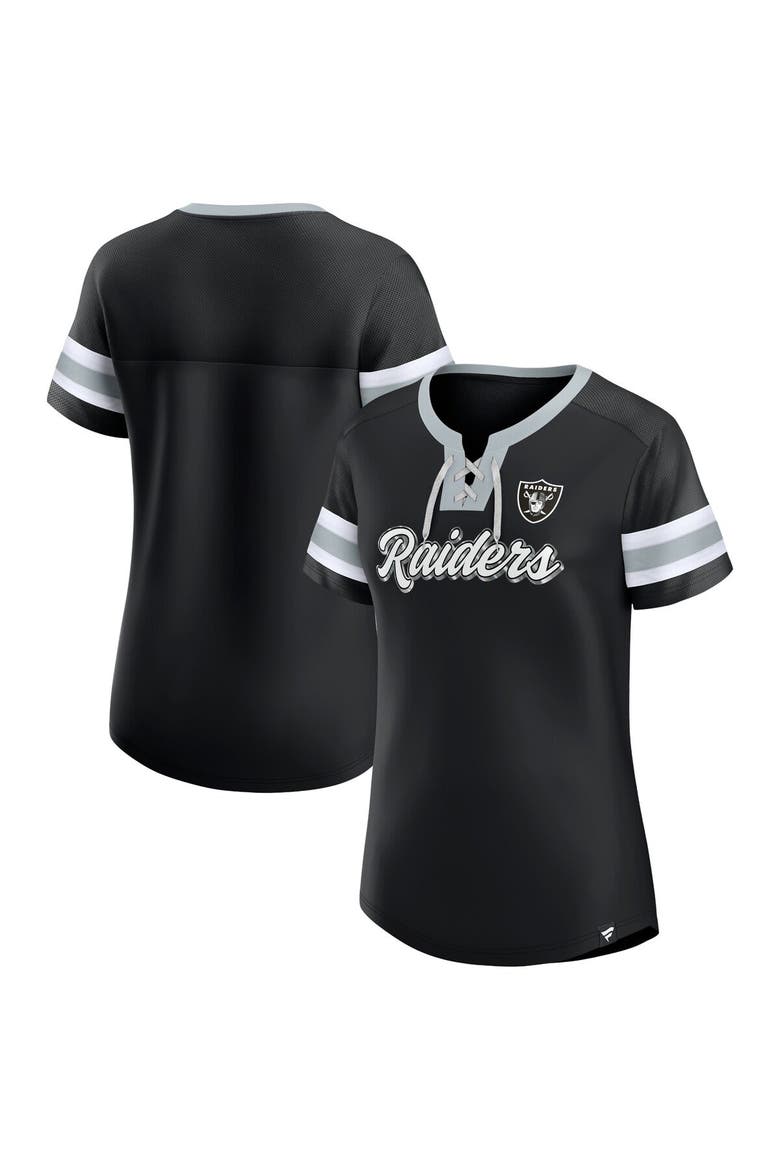 Women's Fanatics Branded Black Las Vegas Raiders Original State Lace-Up T-Shirt, Main, color, Black