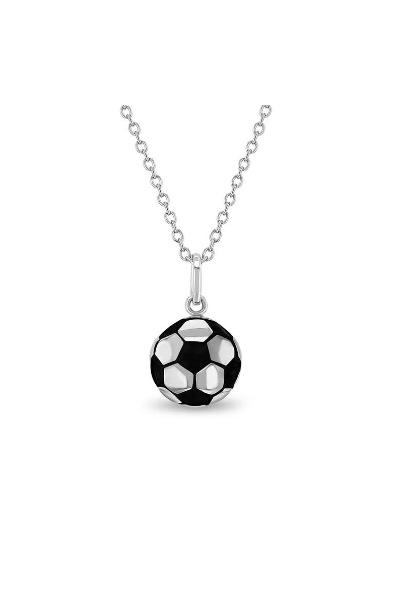 In Season Jewelry Soccer Ball Girls Pendant Necklace, Main, color, Silver