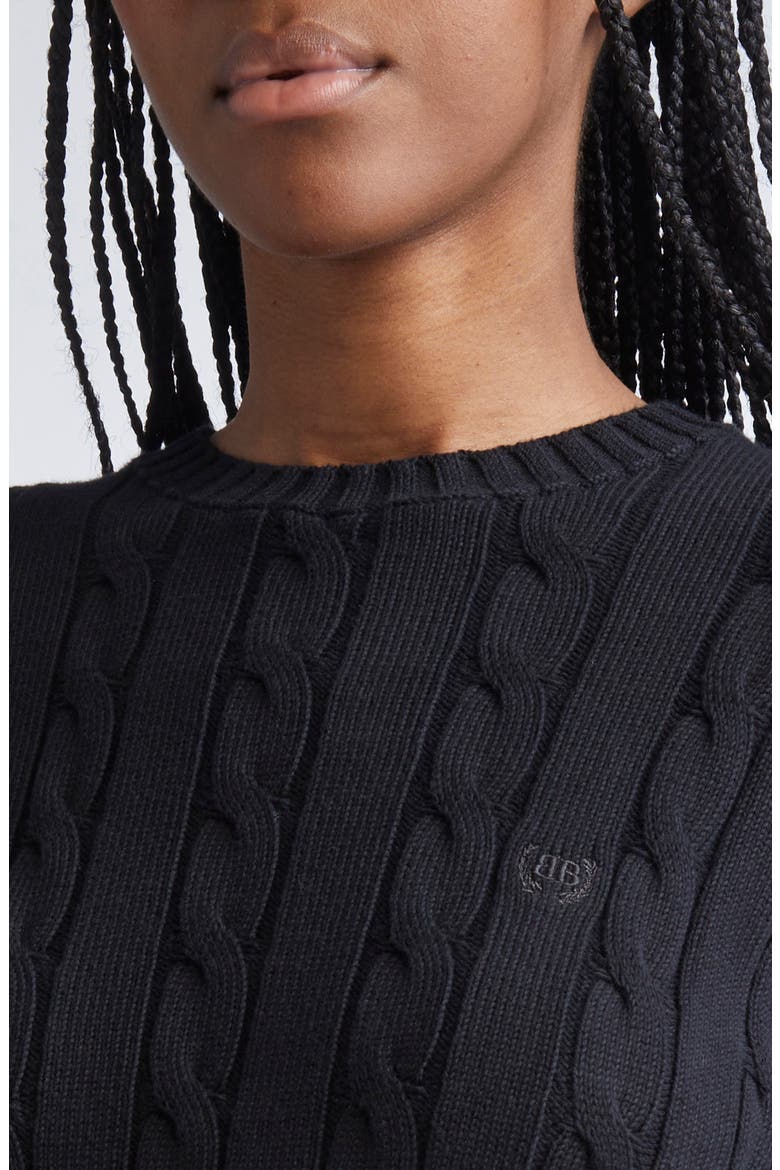 Cotton Cable Knit Sweater, Alternate, color, 1000 BLACK