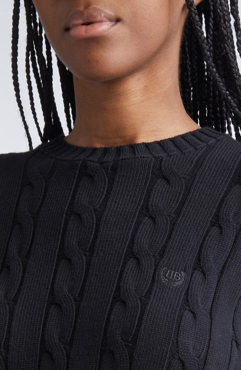 Balenciaga Cotton Cable Knit Sweater, Alternate, color, 1000 Black