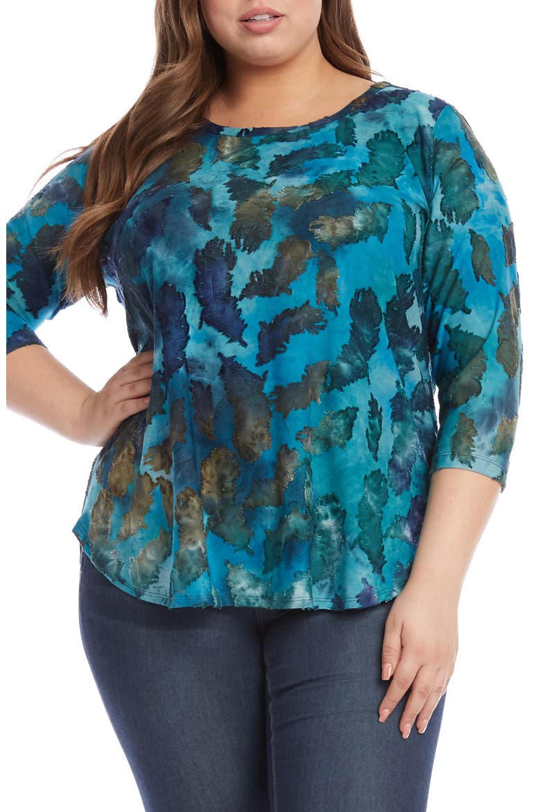 Tie Dye Burnout Shirttail Top, Alternate, color, T/ D