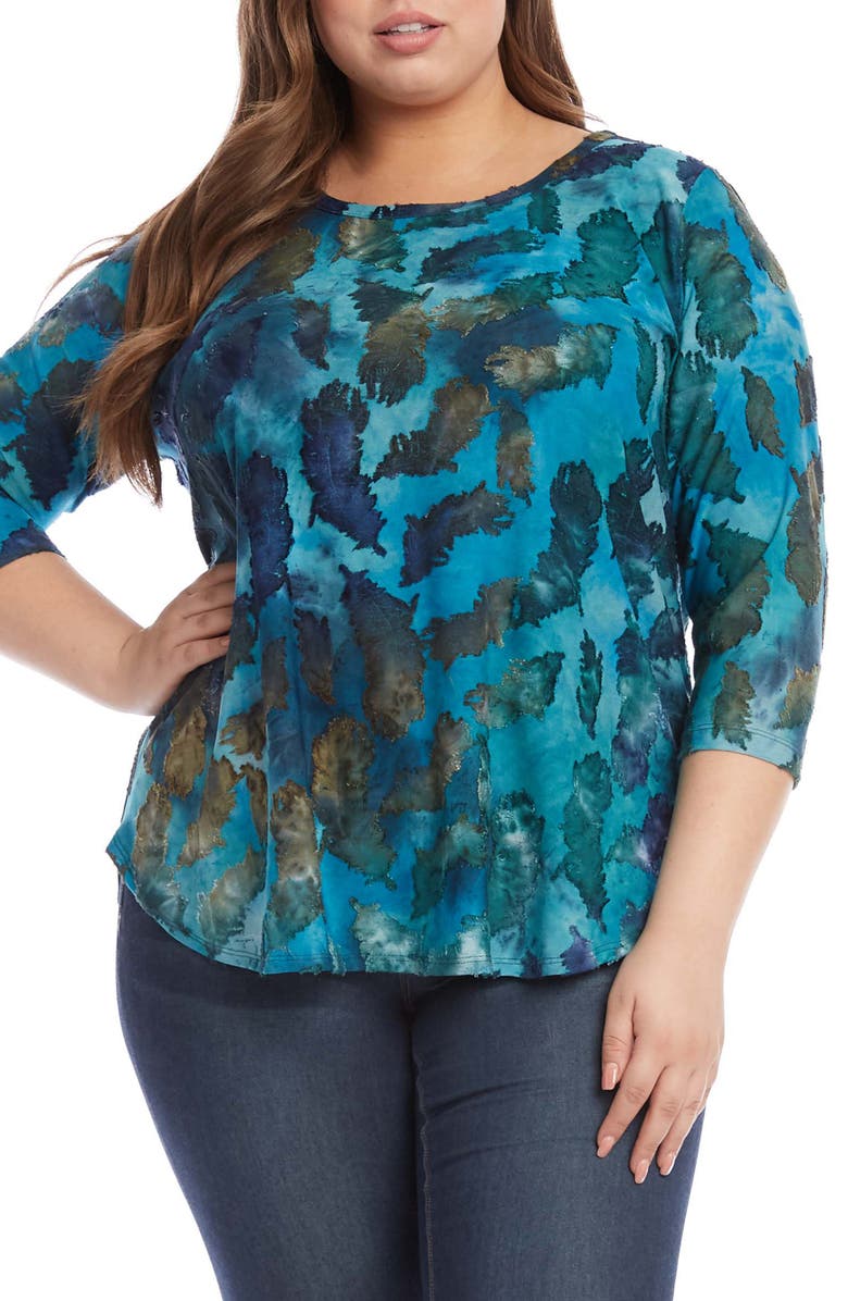 Karen Kane Tie Dye Burnout Shirttail Top, Alternate, color, 