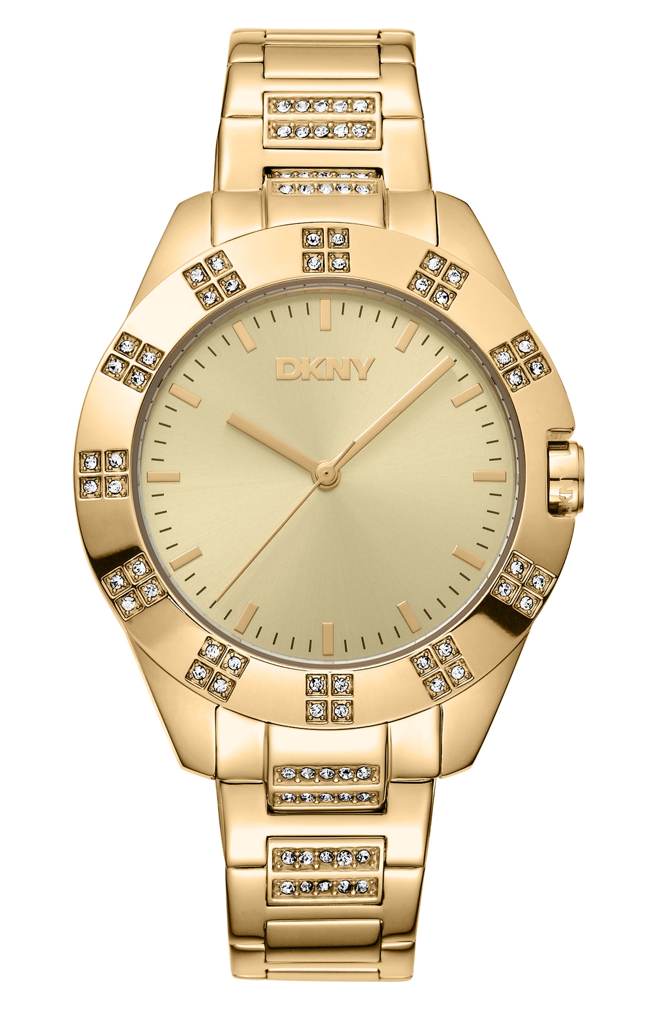 Three Hand Quartz Crystal Embellished Bracelet Watch, 36mm
