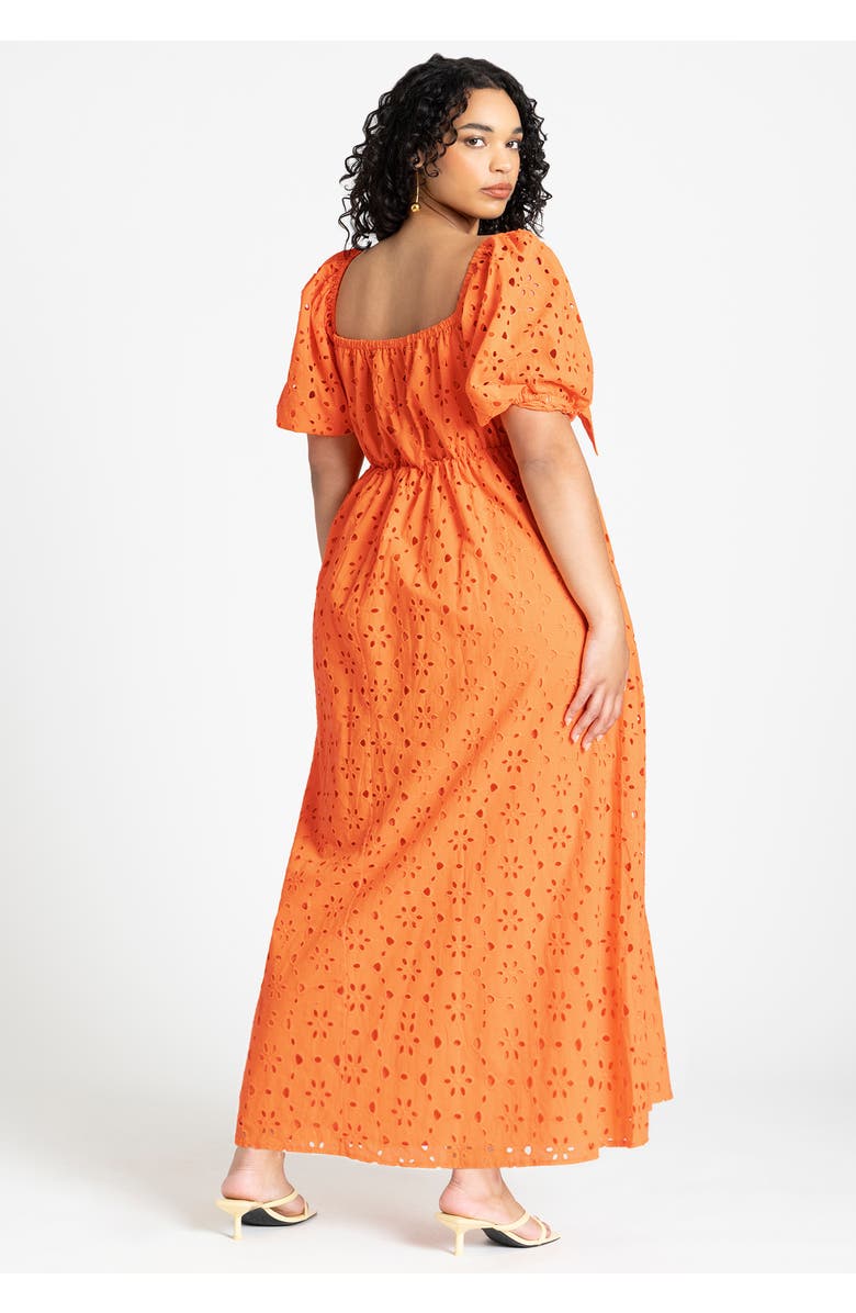 ELOQUII Eyelet Tie Front Maxi Dress, Alternate, color, Firecracker