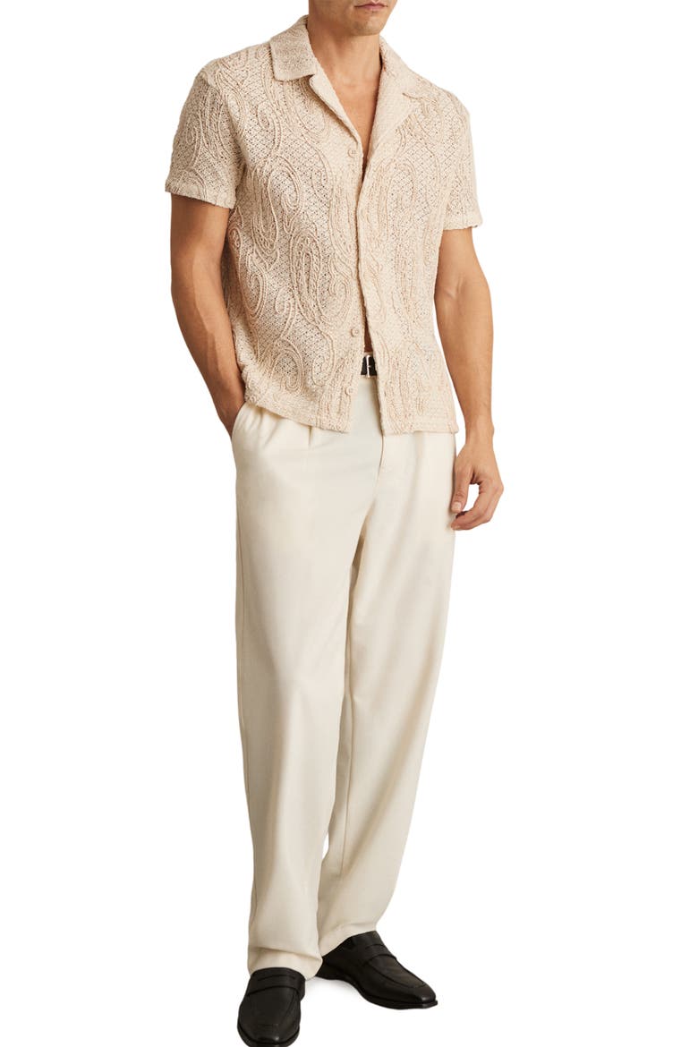 Finn Crochet Camp Shirt, Alternate, color, OATMEAL