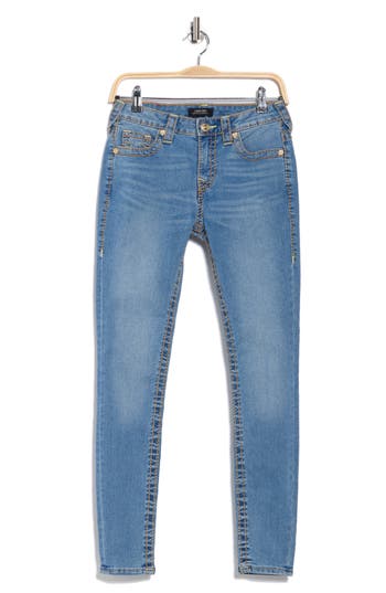 True Religion Jennie Curvy Mid Rise Skinny Jeans In Blue