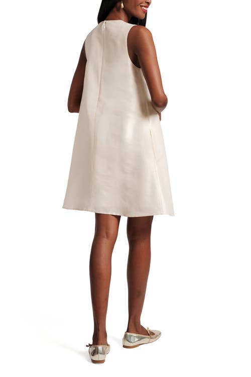 Frances Valentine Alice Shift Dress W/sequin Flower In Gold