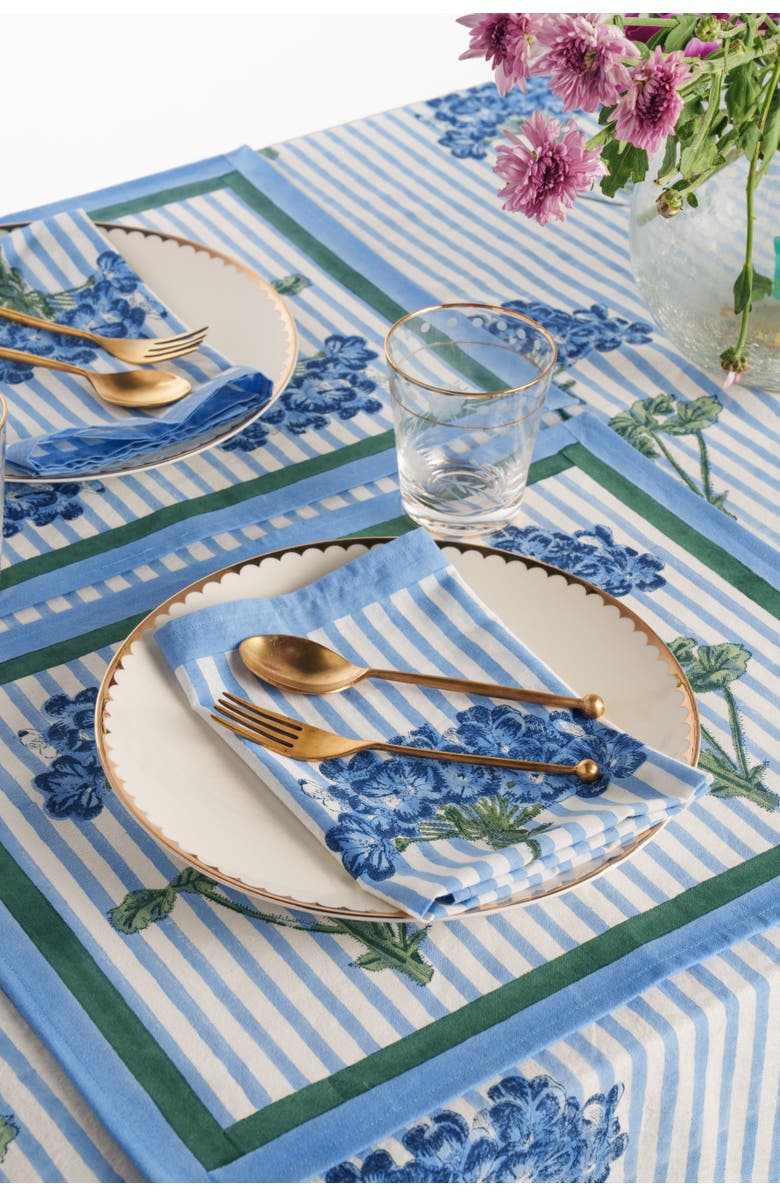 Inner Child Hydrangea Blockprint Napkins - Set of 4, Alternate, color, Blue