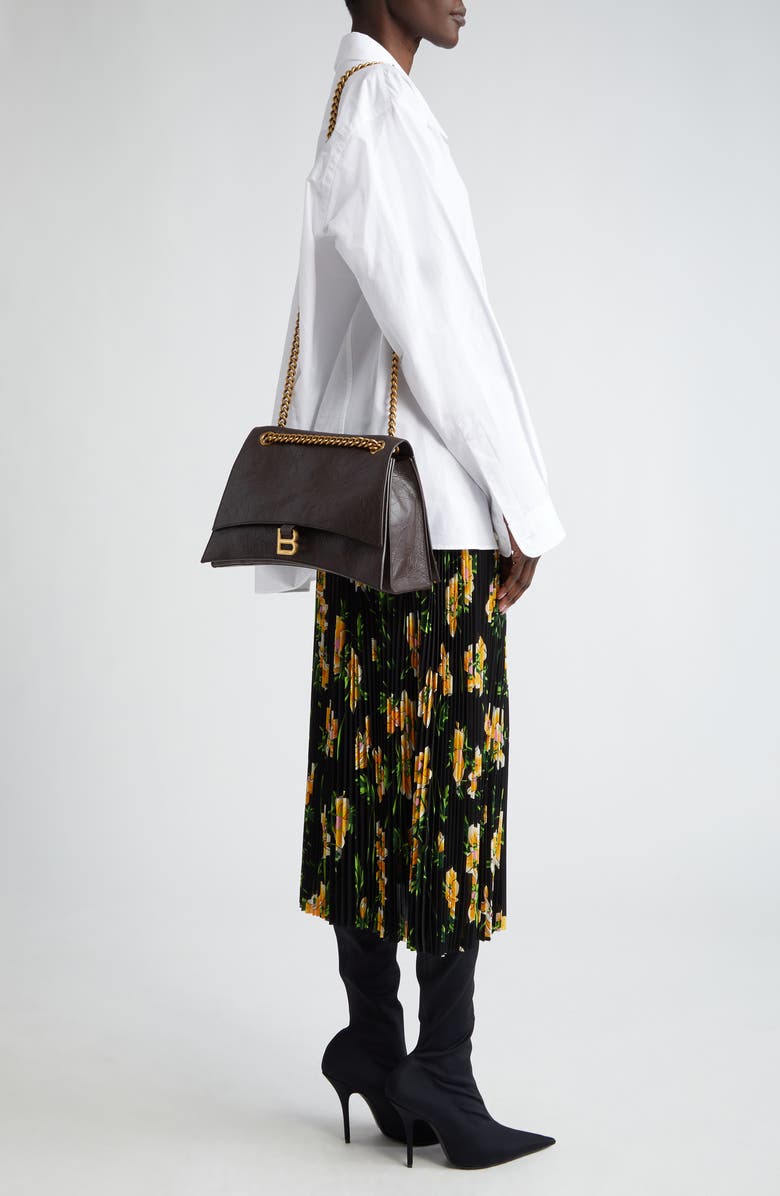 Balenciaga Crush Leather Shoulder Bag, Alternate, color,