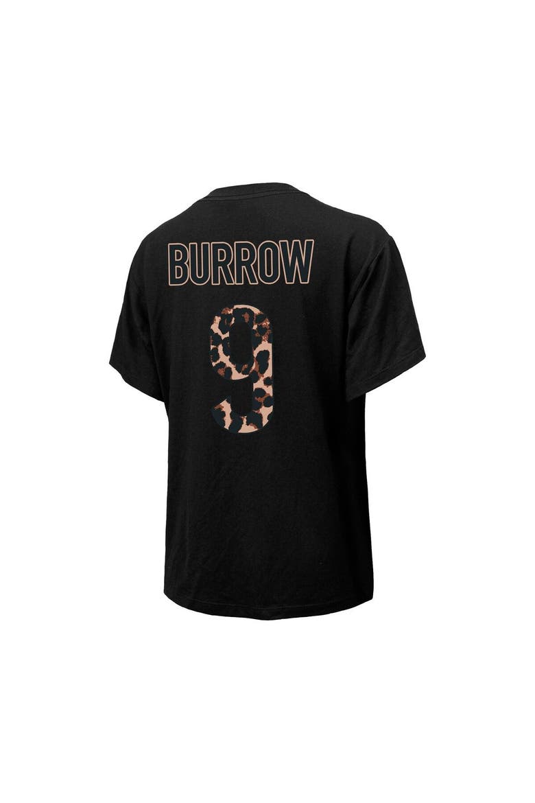 Women's Majestic Threads Joe Burrow Black Cincinnati Bengals Leopard Player Name & Number T-Shirt, Alternate, color, Black
