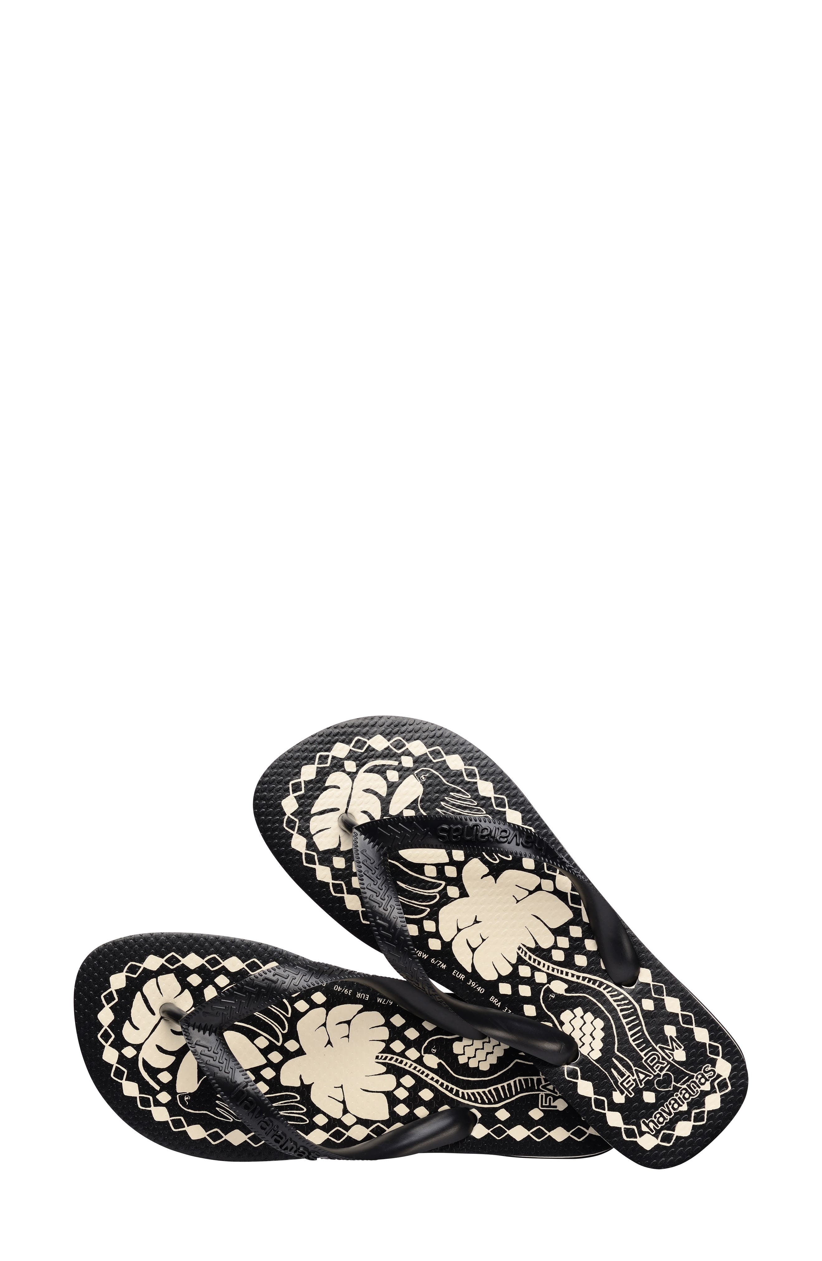 Havaianas x FARM Rio Day 'N Night Flip-Flop, Alternate, color, Black