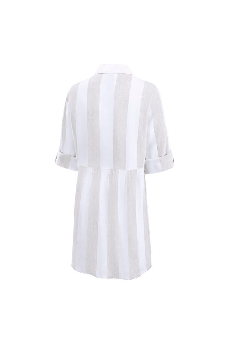 Women's Tommy Bahama  Khaki/White San Francisco 49ers Rugby Beach Stripe Button-Up Tunic, Alternate, color, Khaki