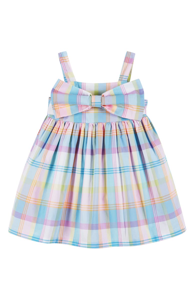 Andy & Evan Plaid Cotton Sundress, Bloomer & Headband Set, Alternate, color, Blue Plaid