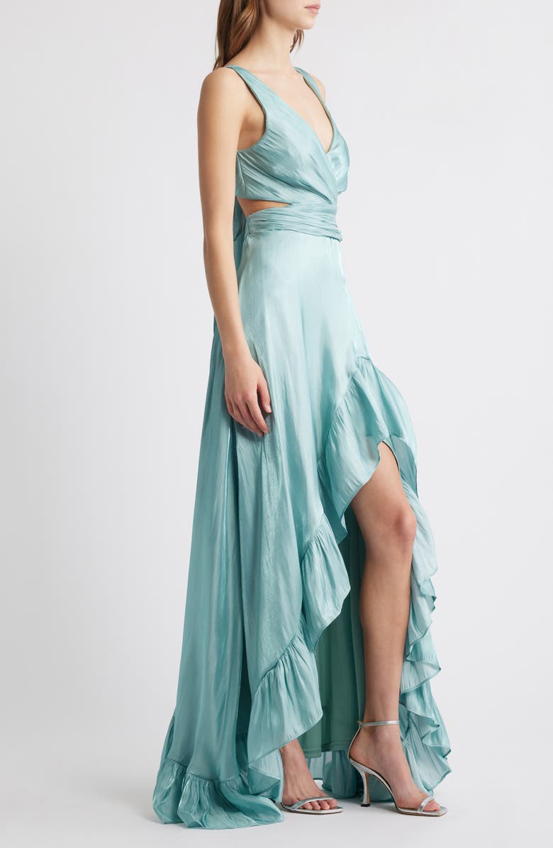 Lulus Rylee Satin Maxi Cocktail Dress, Alternate, color, 