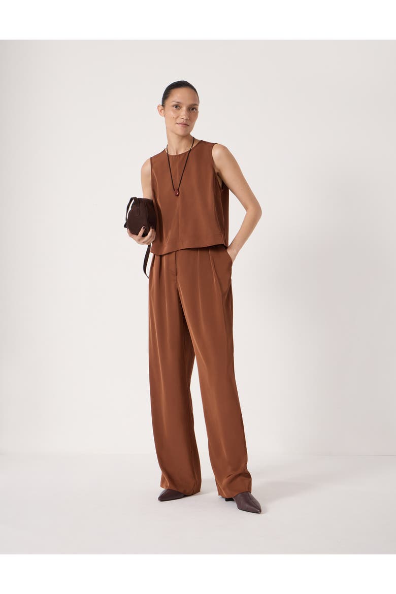 Vera Satin Shell Top, Alternate, color, Toffee Brown