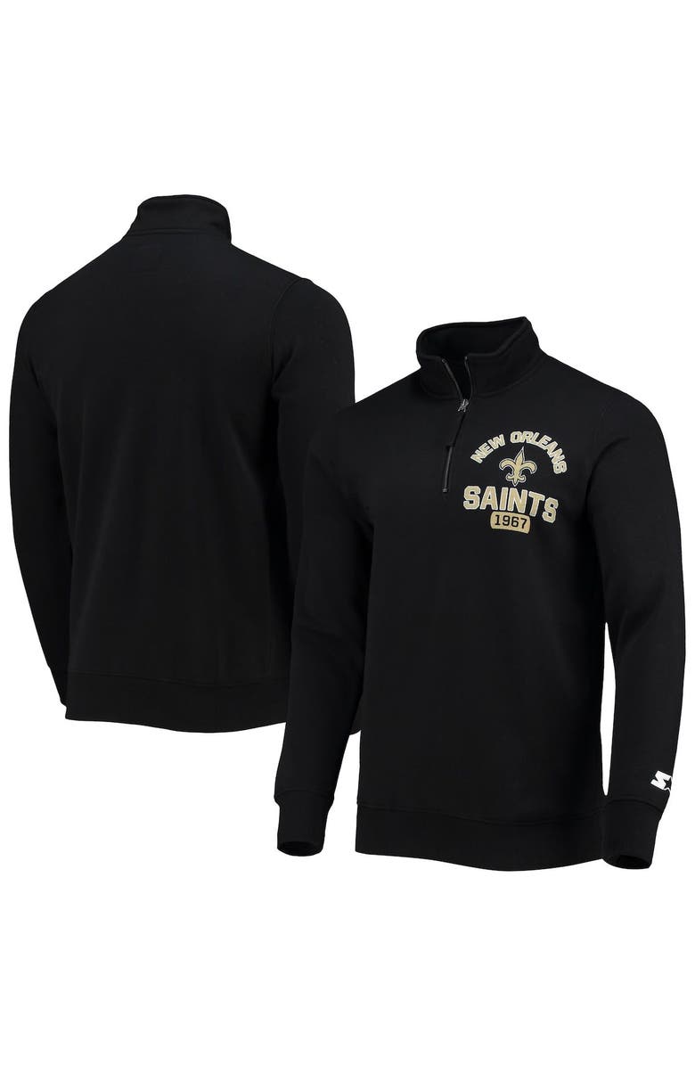 STARTER Men's Starter Black New Orleans Saints Heisman Quarter-Zip Jacket, Main, color, Black