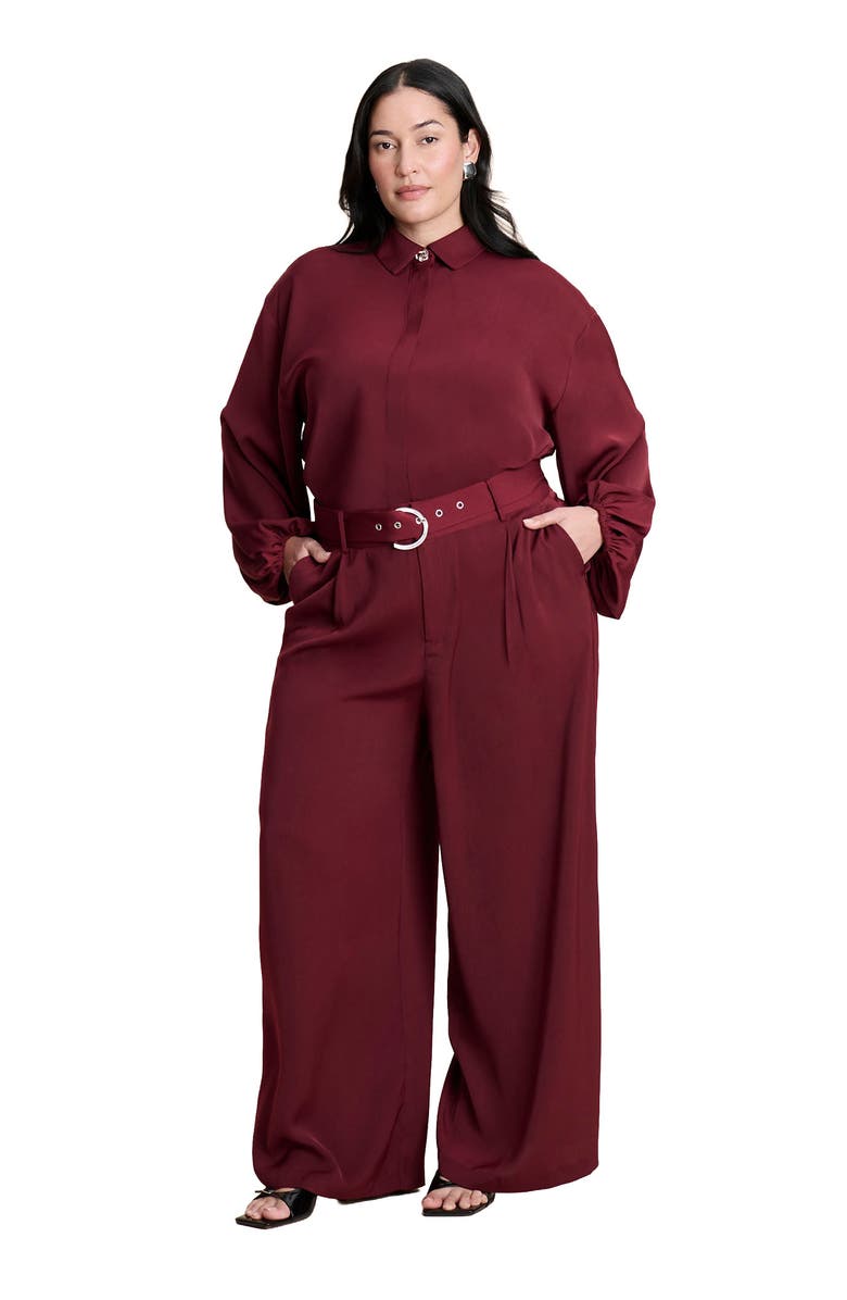 ELOQUII Wide Leg Belted Pant, Main, color, Zinfandel