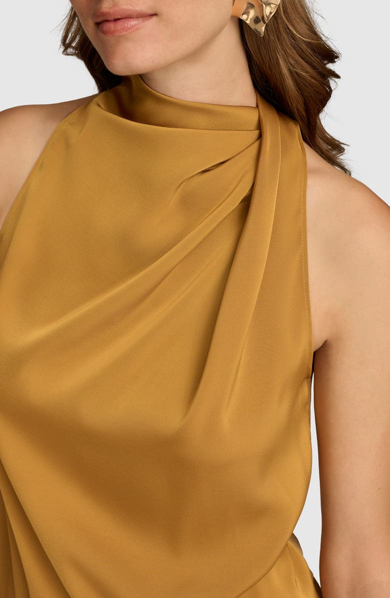 Donna Karan New York Twisted Mock Neck Satin Sleeveless Top, Alternate, color, 