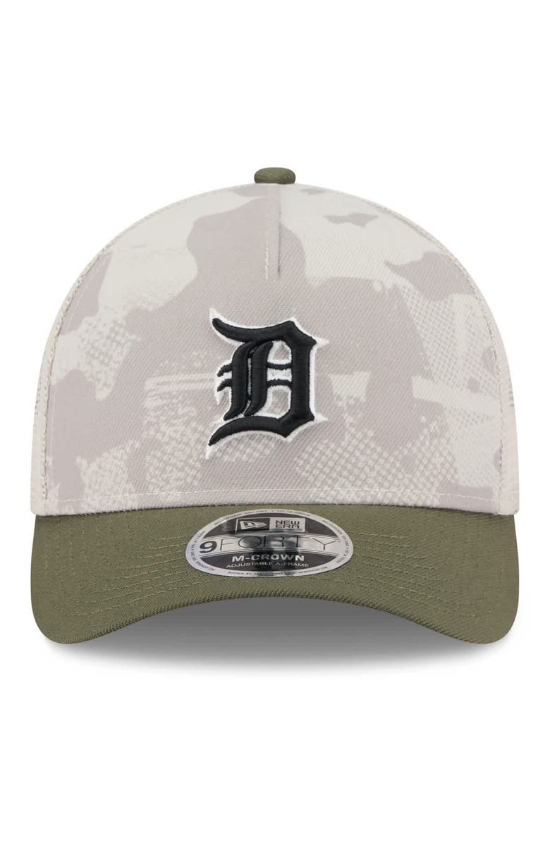 New Era Men's New Era Light Beige/Olive Detroit Tigers 2025 Armed Forces Day 9FORTY M-Crown A-Frame Adjustable Hat, Alternate, color,