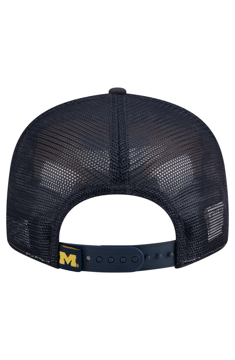 New Era Men's New Era Black/Maize Michigan Wolverines Outdoor Wide Panel 9FIFTY Snapback Trucker Hat, Alternate, color, 