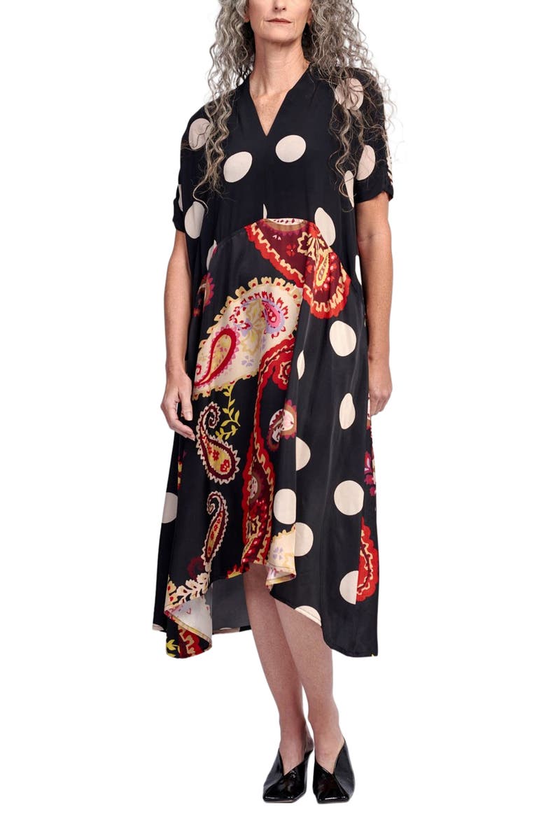 Alembika Fiesta mixed print V-neck midi dress, Main, color,