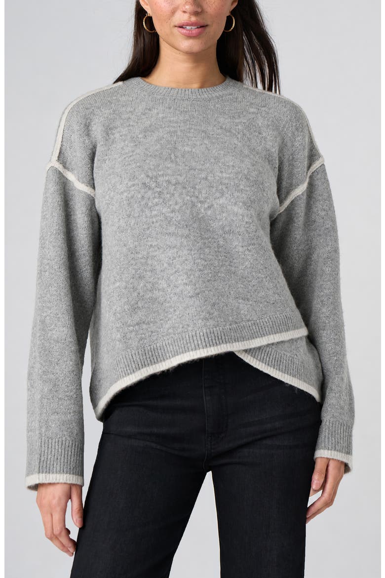 Tipped Tulip Hem Sweater, Main, color, LT HTR GRY W/ CRM